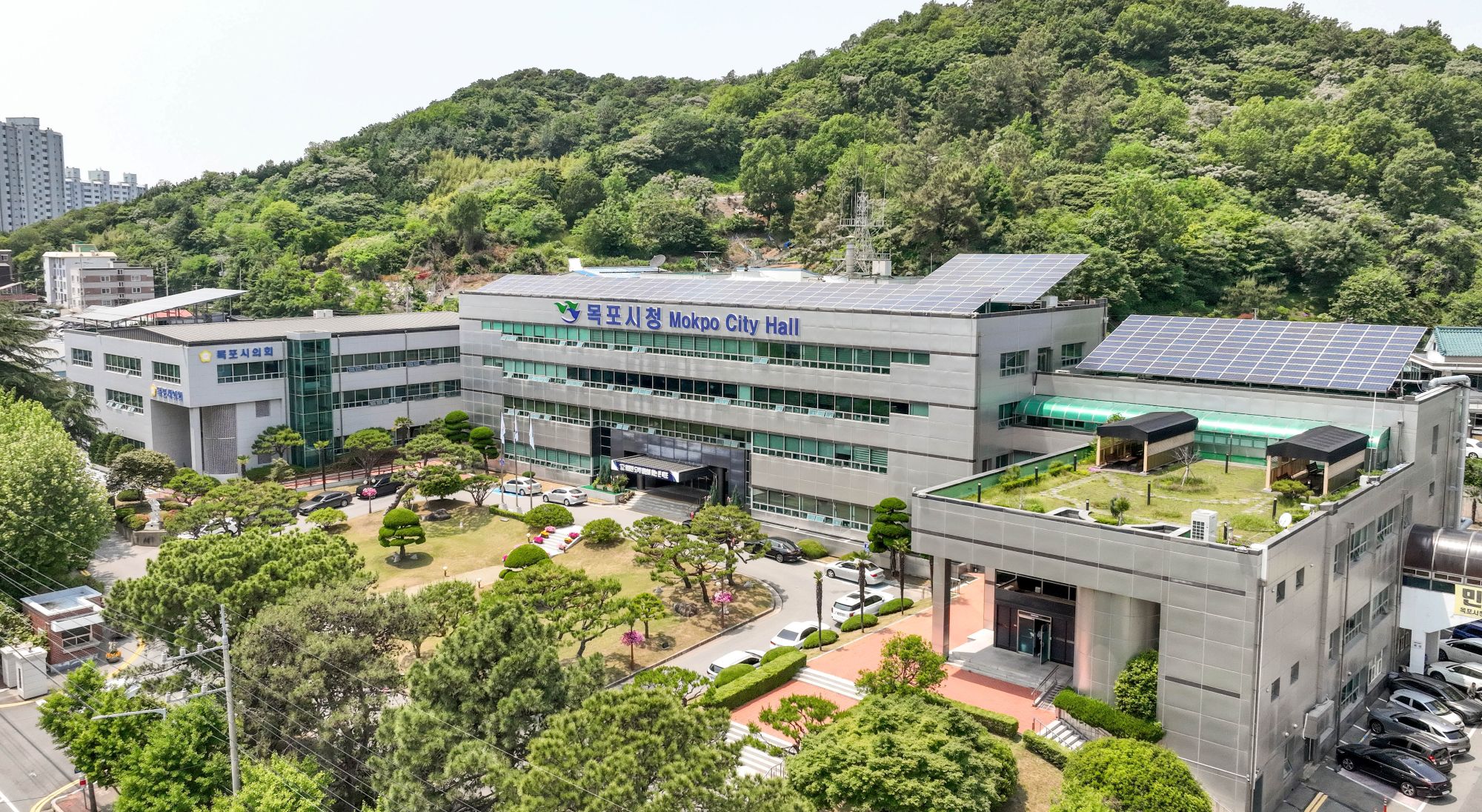 목포시청을 위에서 바라본 전경